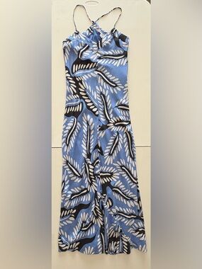 DVF Diane Von Furstenberg Barths Blue Printed Silk Long Maxi Dress Riveria Buds